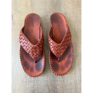Robert Zur Luxury Brown Woven Leather Slide Slip On Thong Sandals Comfort Sz‎ 9M